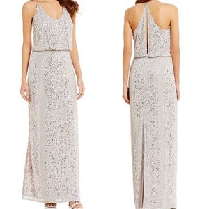 NWT Gianni Bini { Giselle Gown } Silver Size 4